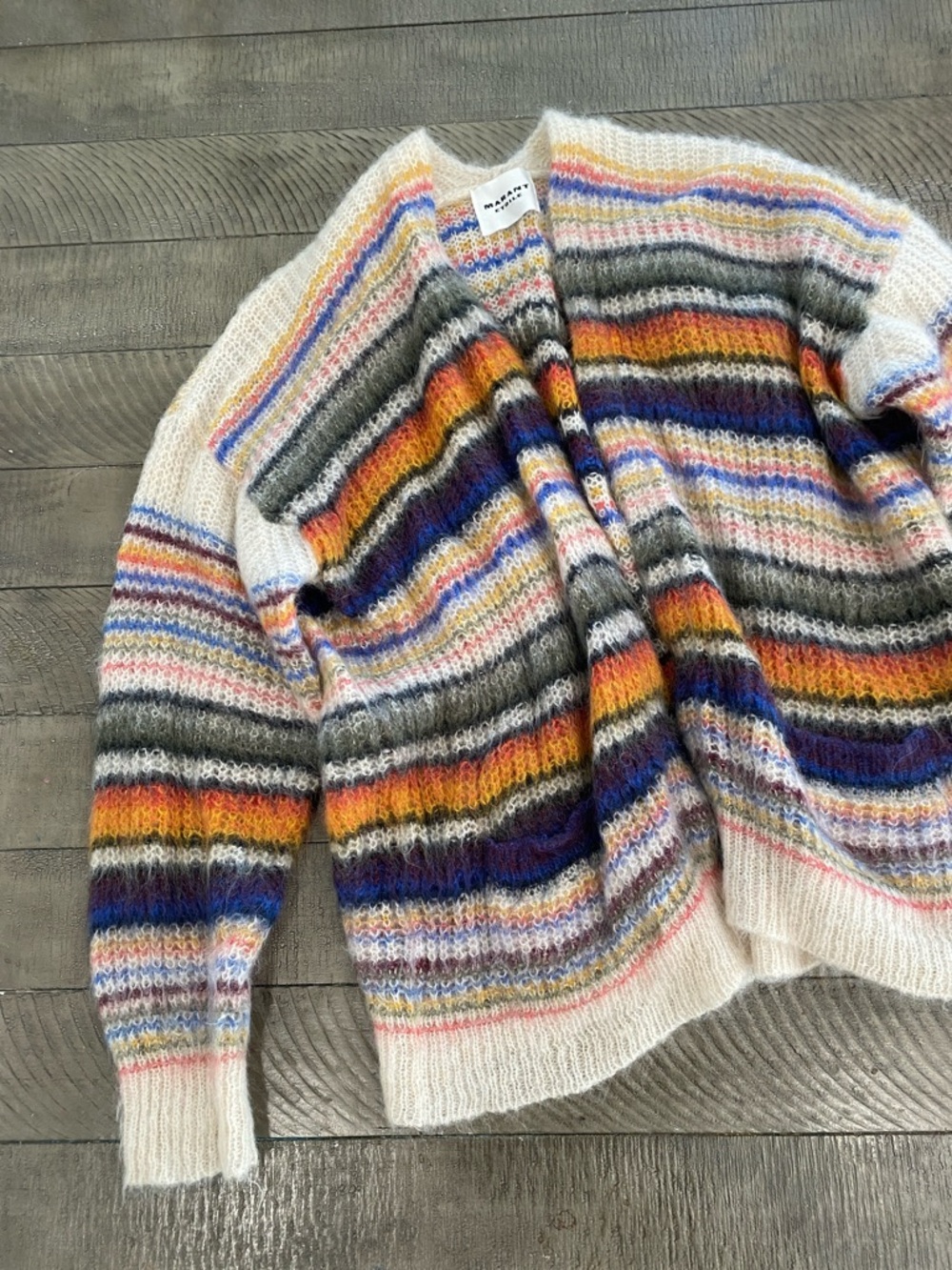 Striped Mohair Blend Cardigan Sweater - Multicolor